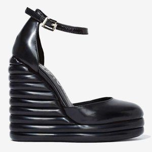 Jeffrey Campbell Novice Black Bubble Platform Wedge, Size 8, NWOT